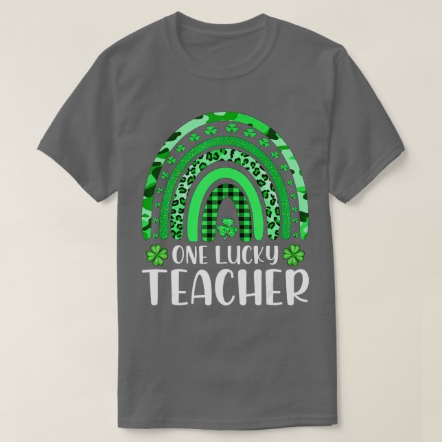 Camiseta Un profesor afortunado, Rainbow Leopard Shamrock S (Diseño del anverso)