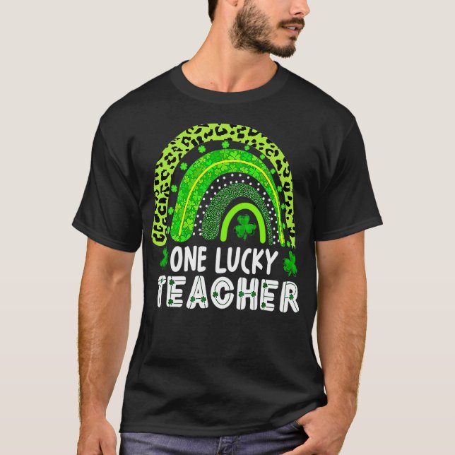 Camiseta Un profesor afortunado Rainbow St Patricks Day Gra (Anverso)