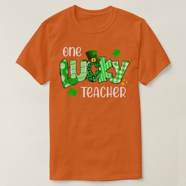 Camiseta Un profesor afortunado Shamrock Clover Leopard St  (Diseño del anverso)