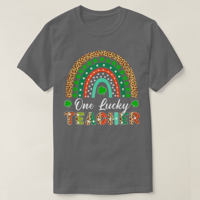 Camiseta Un profesor afortunado Shamrock Rainbow Leopard St (Diseño del anverso)