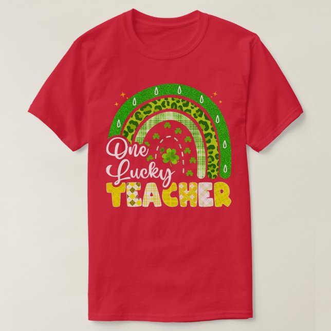 Camiseta Un profesor afortunado Shamrock Rainbow St (Diseño del anverso)