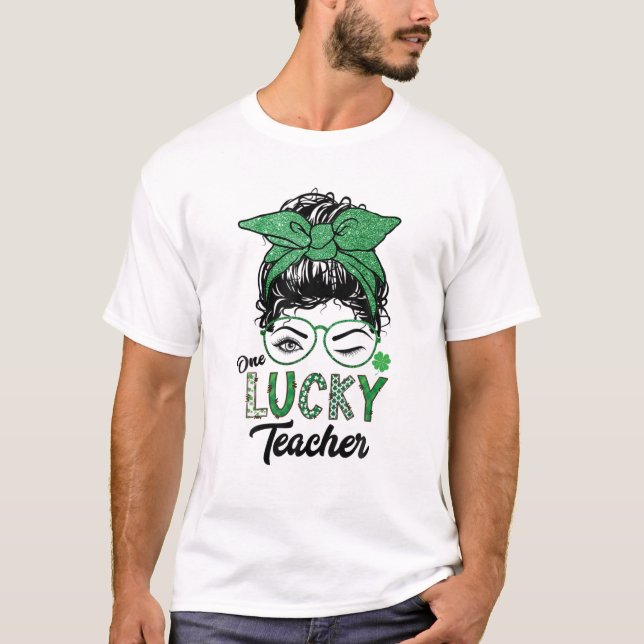 Camiseta Un profesor afortunado, St Patricks Day Wink Eye M (Anverso)