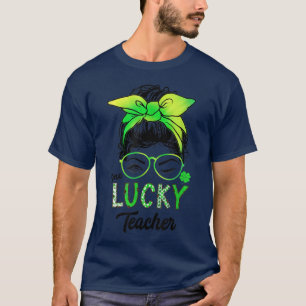 Camiseta Un profesor afortunado, Tie Dye Messy Bun Hair St 