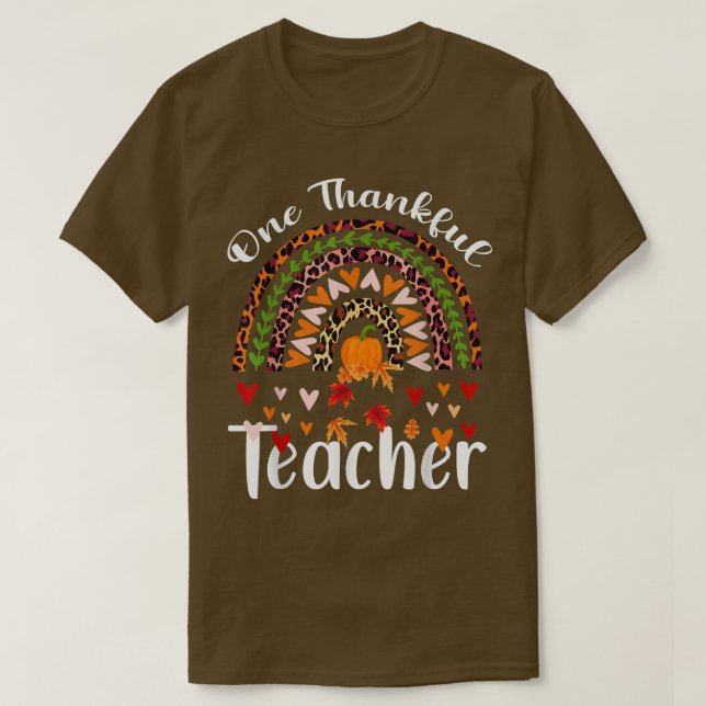 Camiseta Un profesor agradecido leopardo arcoiris otoño gra (Diseño del anverso)