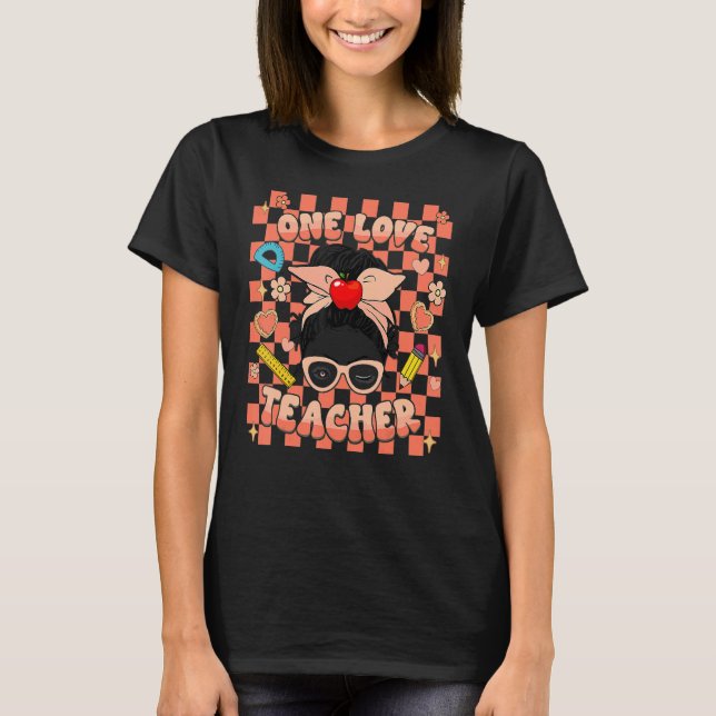 Camiseta Un profesor de amor Groovy Valentine Checkered Ret (Anverso)