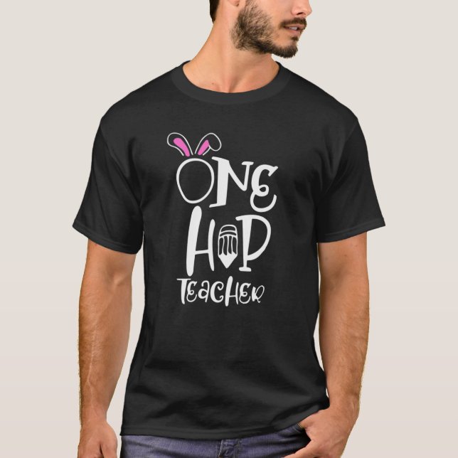 Camiseta Un profesor de Hip Bunny Ear Easter School Gi (Anverso)
