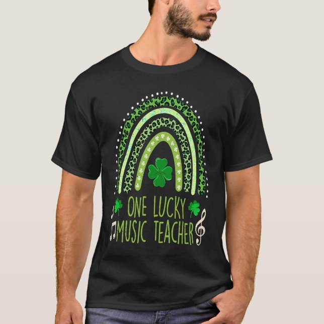 Camiseta Un profesor de música afortunado Rainbow Shamrock  (Anverso)