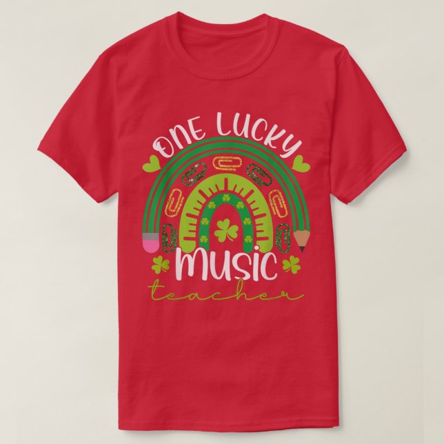 Camiseta Un profesor de música afortunado Rainbow St Patric (Diseño del anverso)