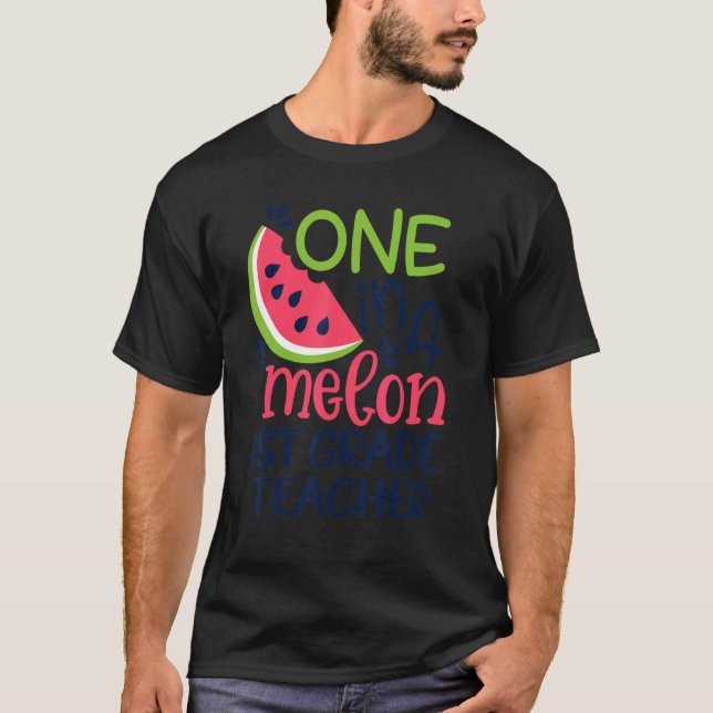 Camiseta Un profesor de primer grado en un melón Hola veran (Anverso)