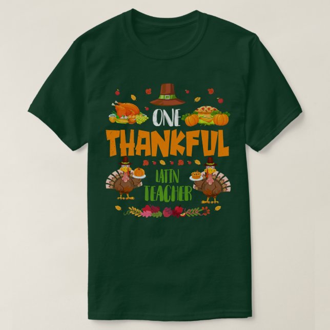 Camiseta Un profesor latino agradecido otoño en Thanksgivin (Diseño del anverso)