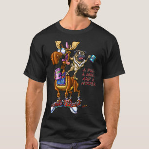 Camiseta Un Pug, Una Taza, Y Un Alce Clásico 642
