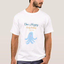 Camiseta Un pulpo azul feliz bajo el cumpleaños del mar