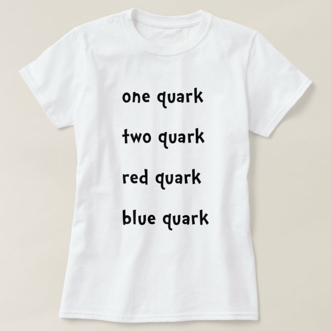 Camiseta Un Quark rojo del azul del Quark del Quark del (Diseño del anverso)