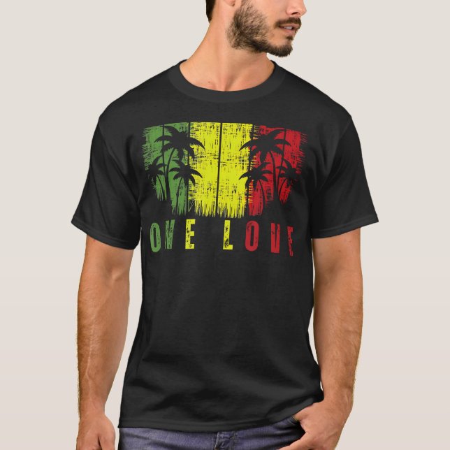 Camiseta Un rasta musical de reggae de palmeras de amor (Anverso)