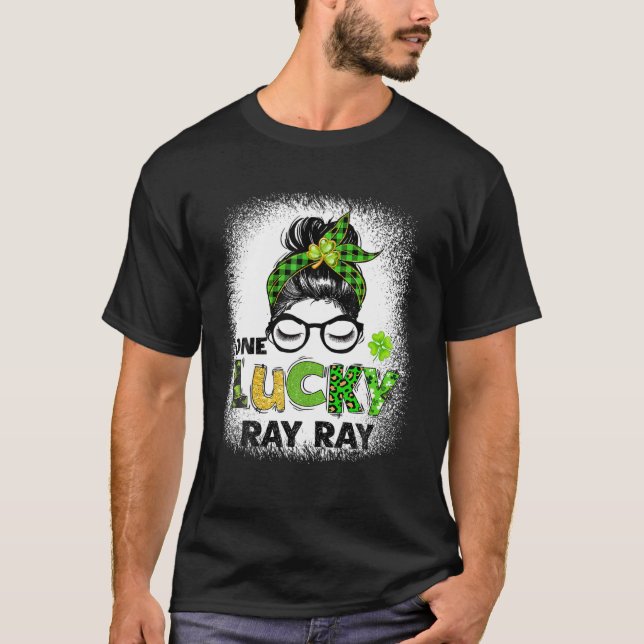 Camiseta Un Rayo Lucky Ray Messy Bun Leopard St Patrick's D (Anverso)
