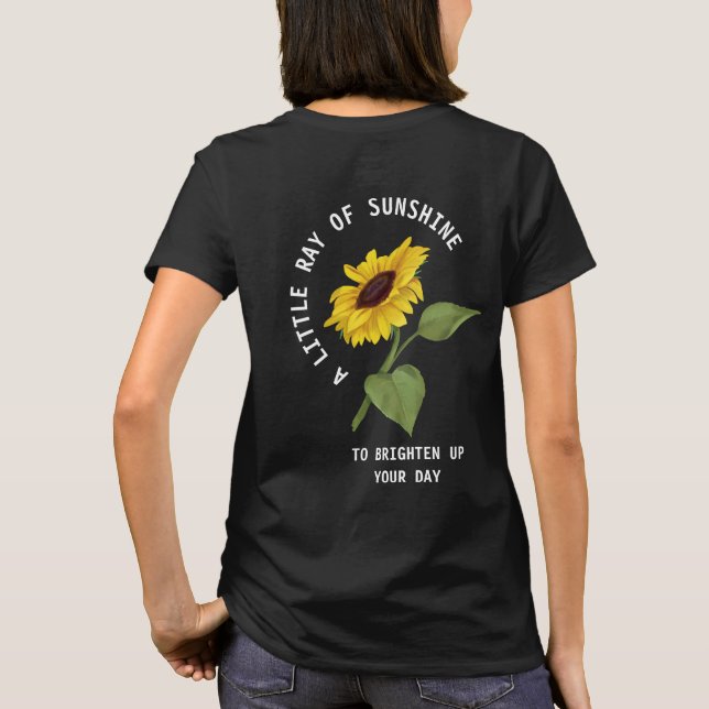 Camiseta Un Rayo Pequeño De Sunshine Textos Girasol Negro (Reverso)