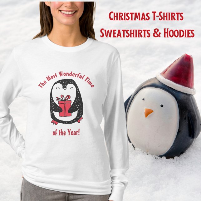 Camiseta Un regalo de Navidades de pingüino (Penguin, Christmas Gift, Cute, Ladies T-Shirt)