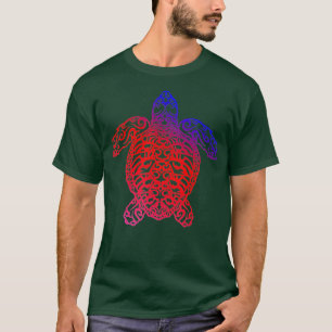 Camiseta Un regalo tribal azul para la tortuga marina de mo