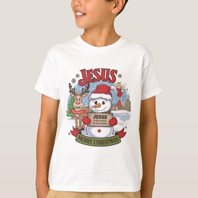 Camiseta Un reno con un tema de Navidades de halo (Anverso)