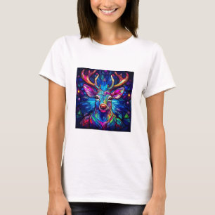 Camiseta Un reno de navidad de vidrio manchado
