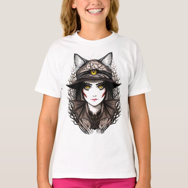 Camiseta Un retrato cursi de bruja de Gato de Brujas Hallow (Anverso)