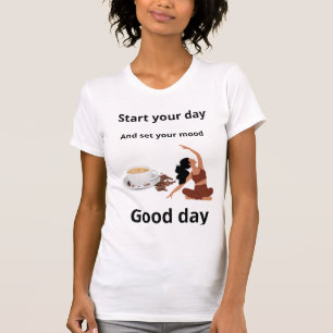 Camiseta "Un ritual matutino sereno: Café y yoga en la Tier