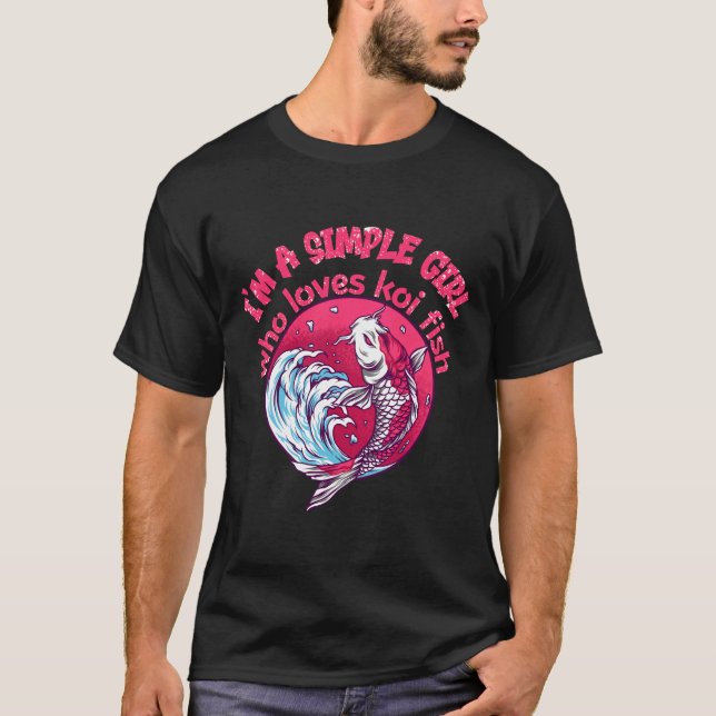 Camiseta Un simple Chica que ama a Koi Fish (Anverso)