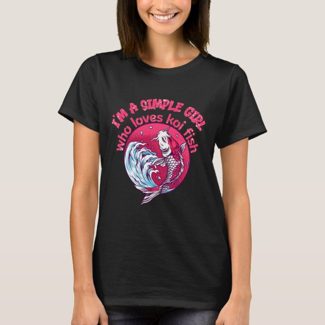 Camiseta Un simple Chica que ama a Koi Fish (Anverso)