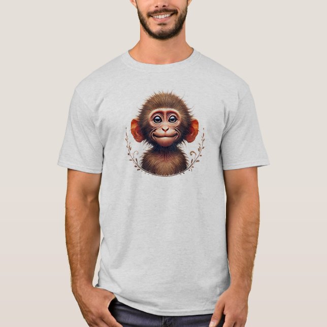 Camiseta Un singe macaque à drôle de tête. (Anverso)