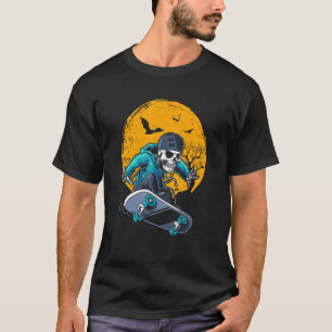 Camiseta Un Skateboard Skeletal Jugando A La Placa De Patin