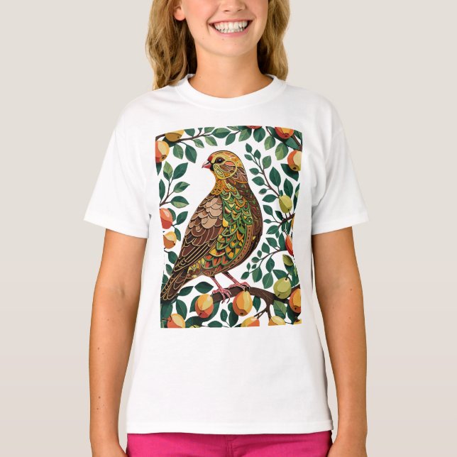 Camiseta Un stencil de un perdiz en un peral (Anverso)