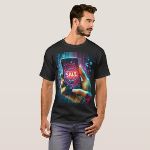 Camiseta un teléfono que tiene la palabra venta en él