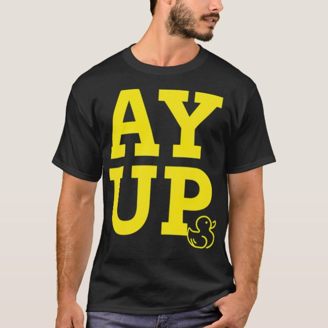 Camiseta Un texto amarillo gracioso que sube al pato, YORKS (Anverso)