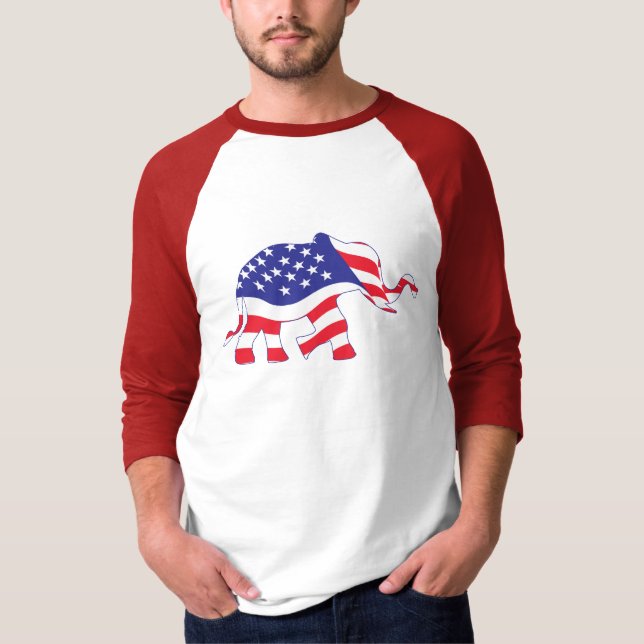 Camiseta un tierno elefante hecho con la bandera de Estados (Anverso)
