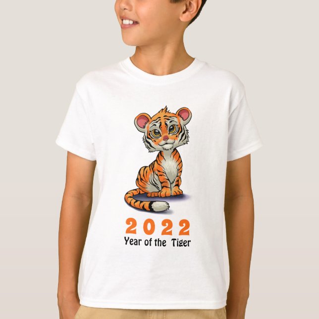 Camiseta Un tigre aburrido, un cubo de tigres, Año Nuevo ch (Anverso)