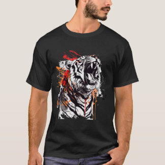 Camiseta Un tigre encarnizado con notas musicales emanando