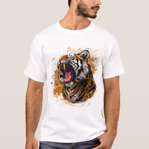 Camiseta Un tigre encarnizado con notas musicales emanando