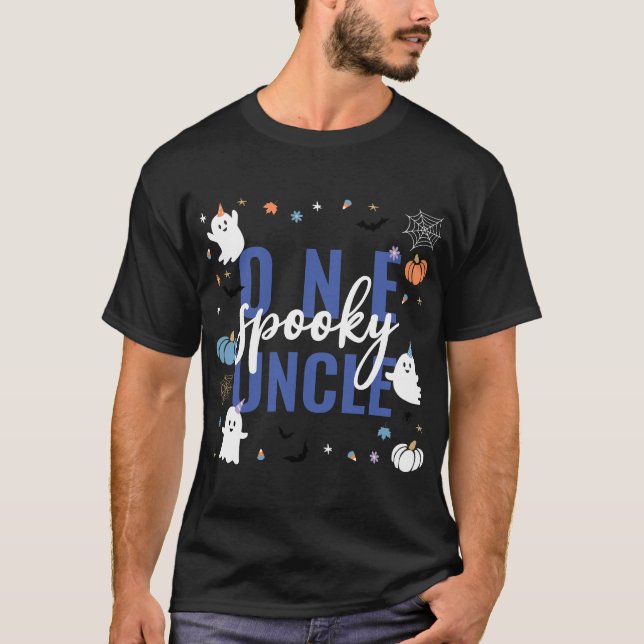 Camiseta Un tío espeluznante azul negrita guión de Hallowee (Anverso)