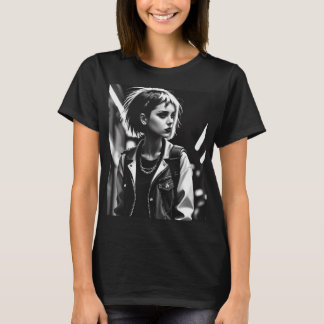 Camiseta un tono de humor blanco negro chica punk