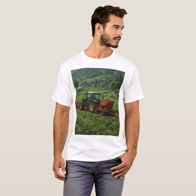 Camiseta un tractor con la palabra arada sobre él está en u (Anverso completo)