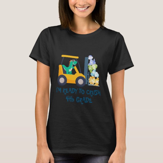 Camiseta Un tractor de dino divertido Camión niño de la esc (Anverso)