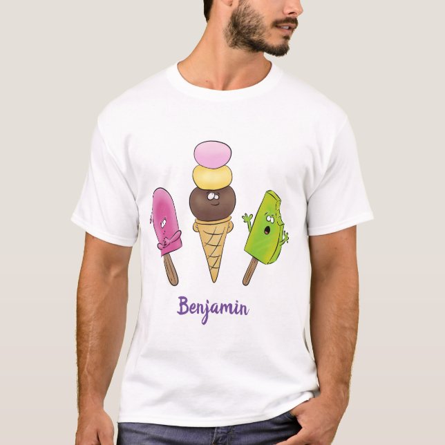 Camiseta Un trío de personalizado de helados de helado de s (Anverso)