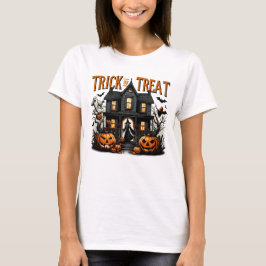 Camiseta Un truco espeluznante o una noche en una casa embr