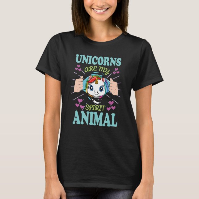 Camiseta Un unicornio agudo dice Bonito arcoiris frita (Anverso)