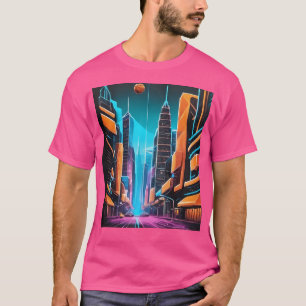 Camiseta Un Vibrante Y Futurista Paisaje Neón.