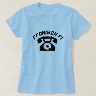 Camiseta Un viejo teléfono con texto Ffoniwch fi
