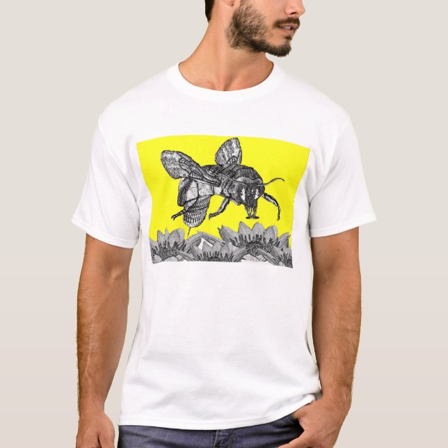 Camiseta Una abeja ocupada hermosa en el jardín (Anverso)