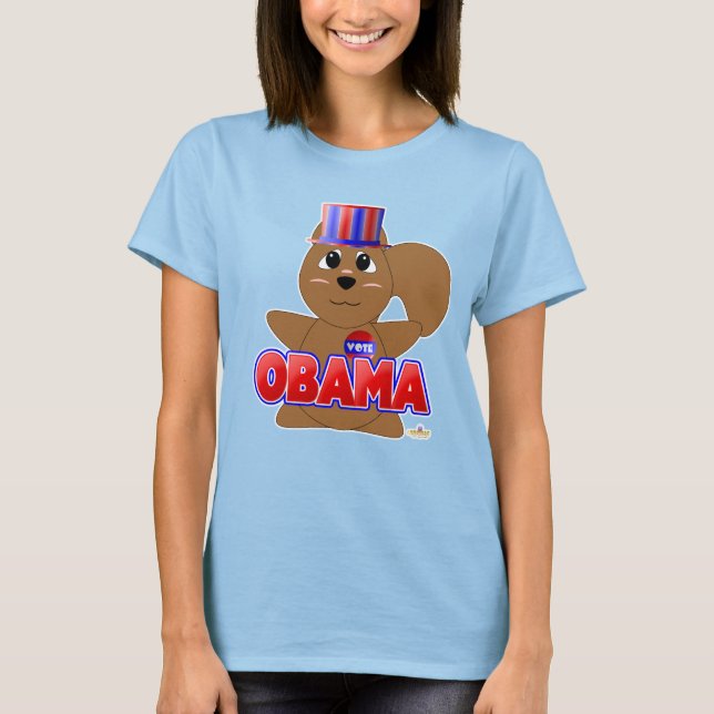 Camiseta Una abrumadora ardilla marrón roja a Obama (Anverso)