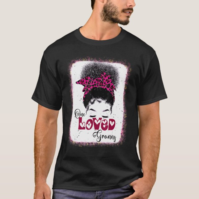 Camiseta Una abuela querida Messy Bun Leopard amor mamá Val (Anverso)