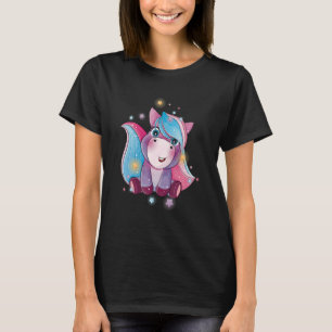 Camiseta Una acuarela de unicornio azul Pegasus Mítico Un